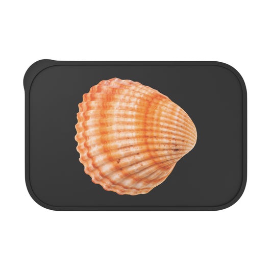 Bento Box with Utensils - Orange Scallop Shell