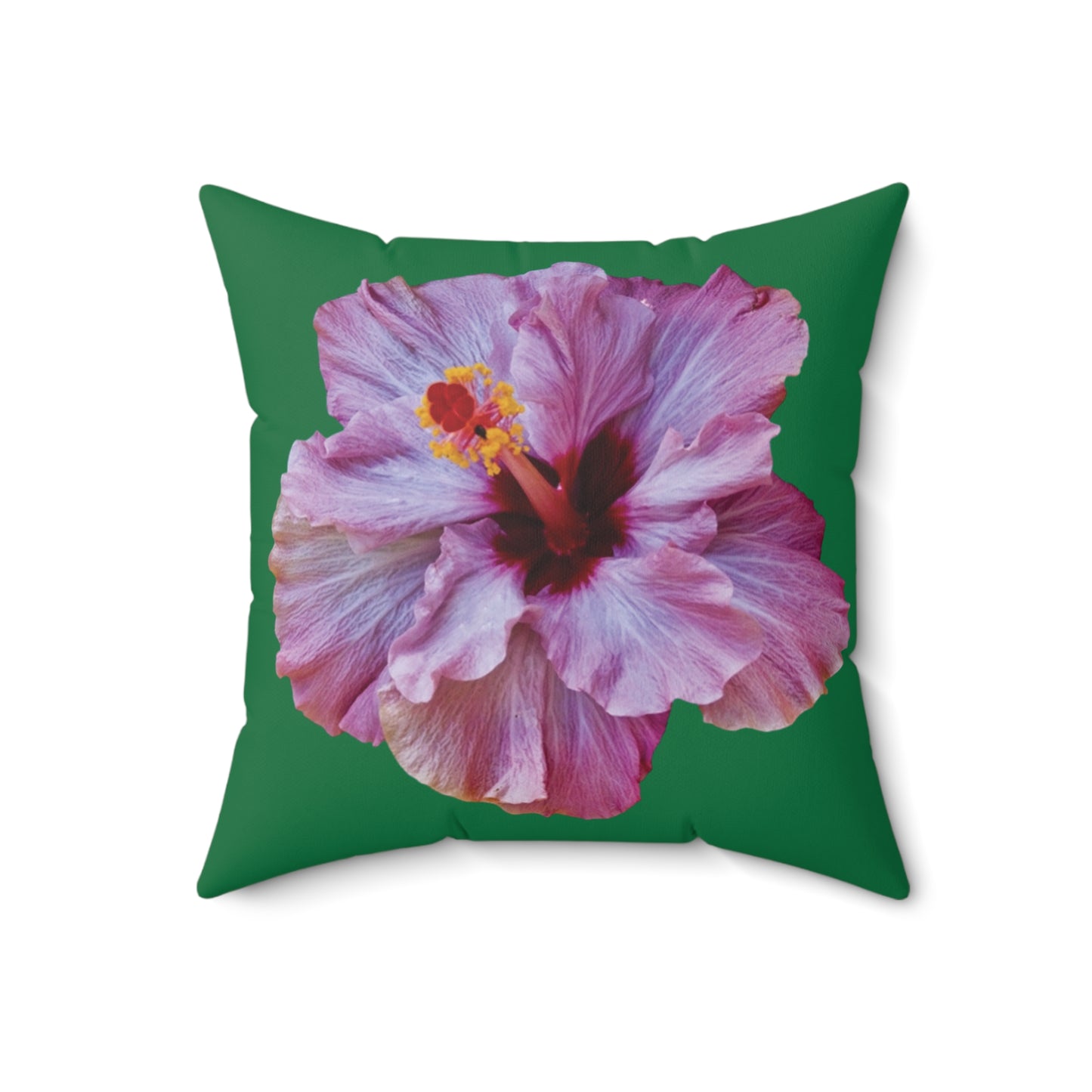 Decorative Pillow - Accent Cushion, 4 Sizes / Photo Purple Hibiscus, Dark Green