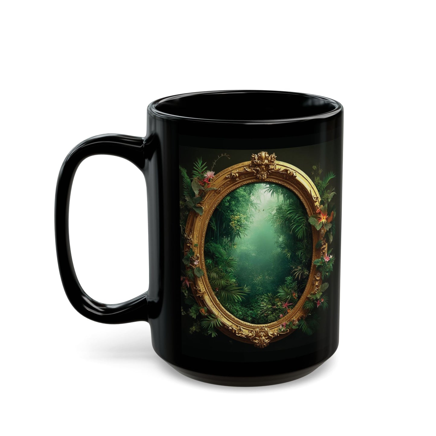 Black Coffee Mug - Golden Portal to Paradise