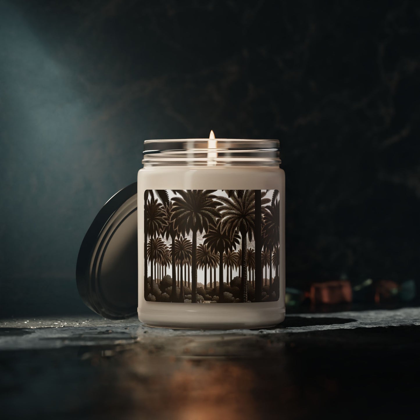 Scented Soy Candle, 9oz, Woodcut Palm Grove