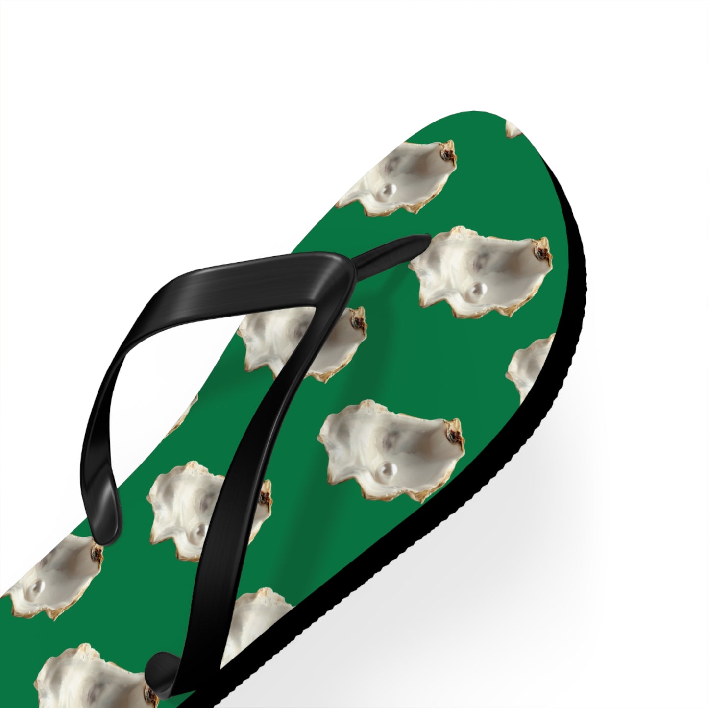 Flip Flops - White Pearl Oyster, dark green