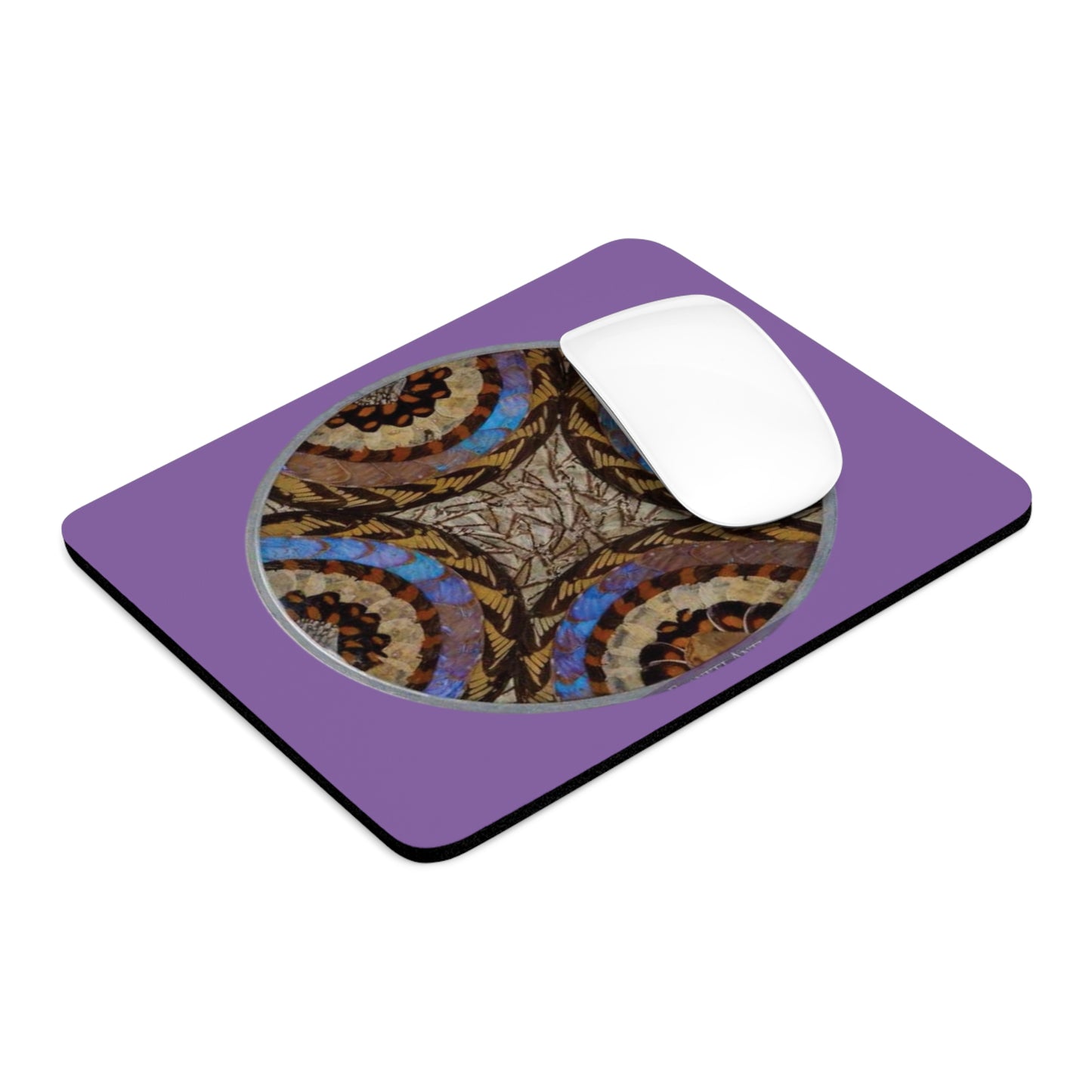 Tropical Mouse Pad, 2 Shapes - Beach Vibes for Home Office & Gamer / Real Butterfly Wing Art, Lt. Purple