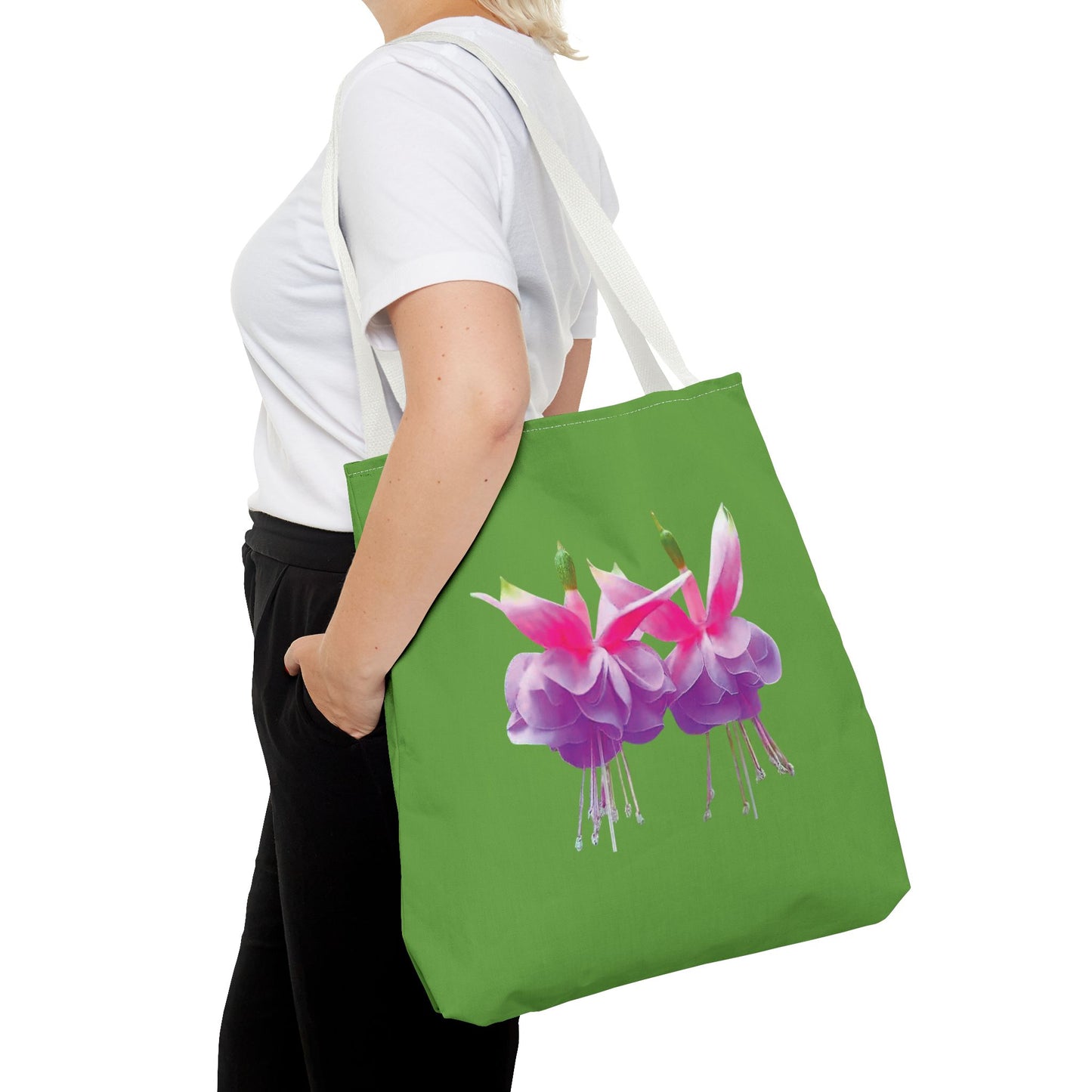 Tropical Real Two Fuchsias/Green Tote Bag - 3 Sizes