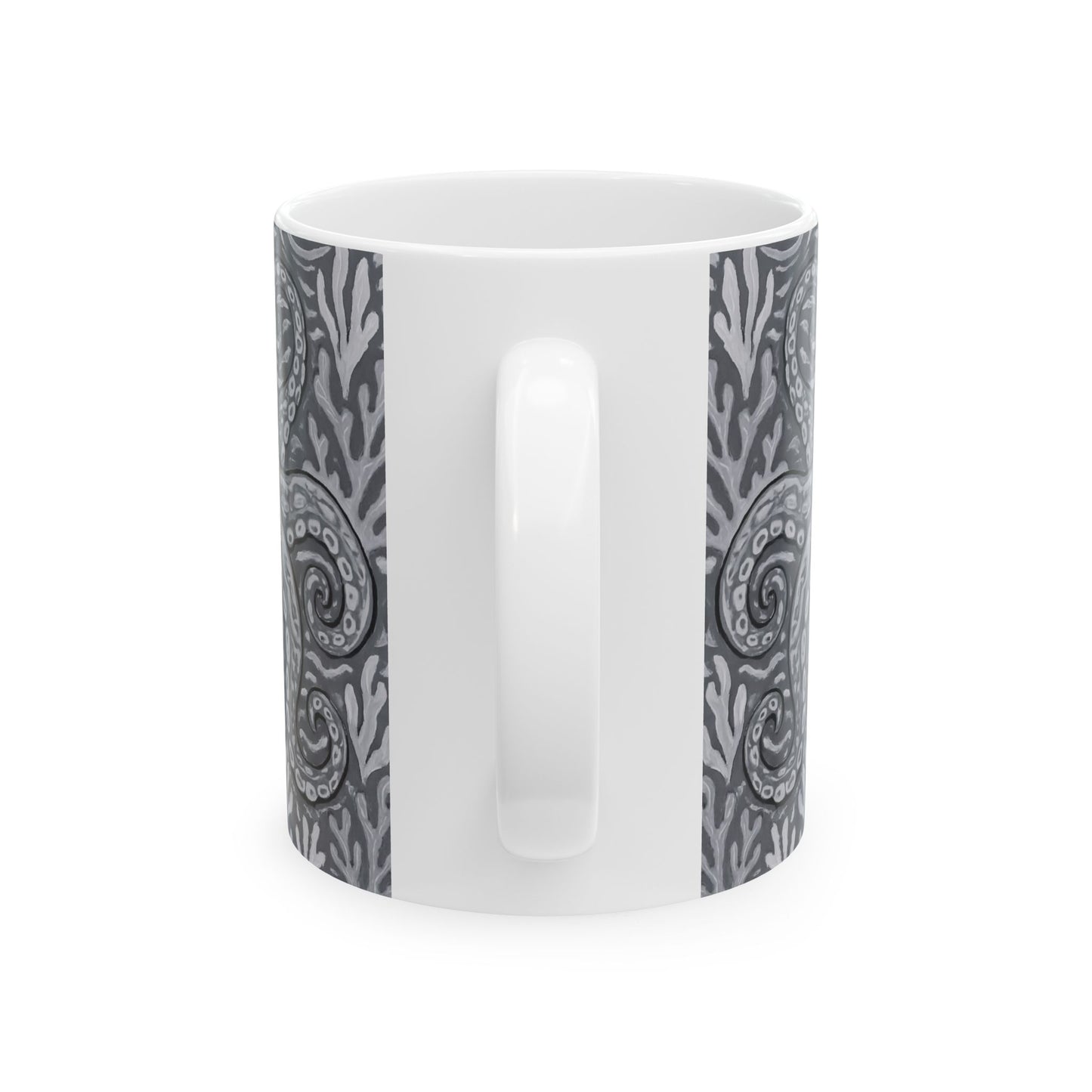 Ceramic White Mug - 11oz & 15oz, Noir Octopus Kraken Joe