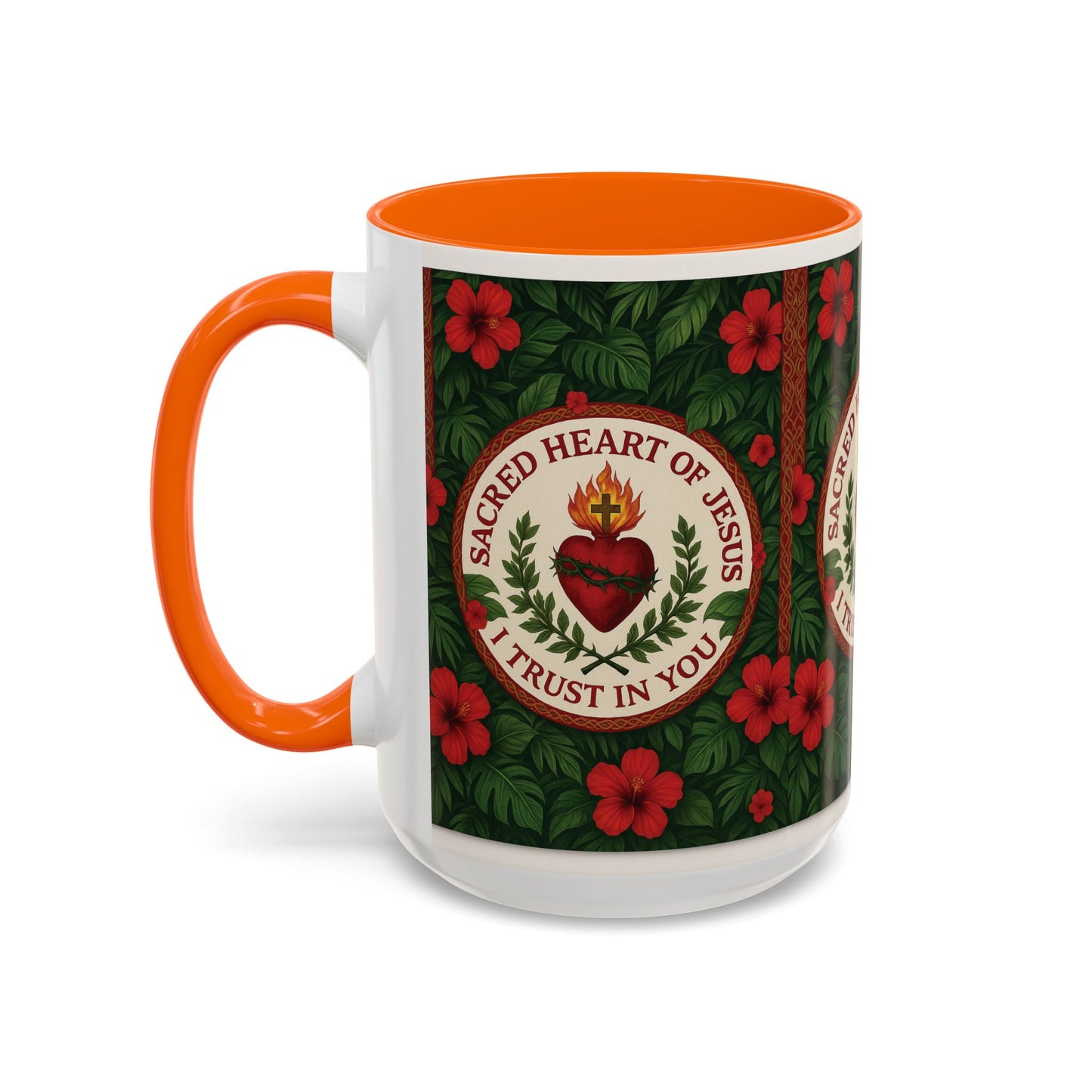 Religious Accent Color Coffee Mug (11, 15oz) / Sacred Heart of Jesus Prayer, Various Colors