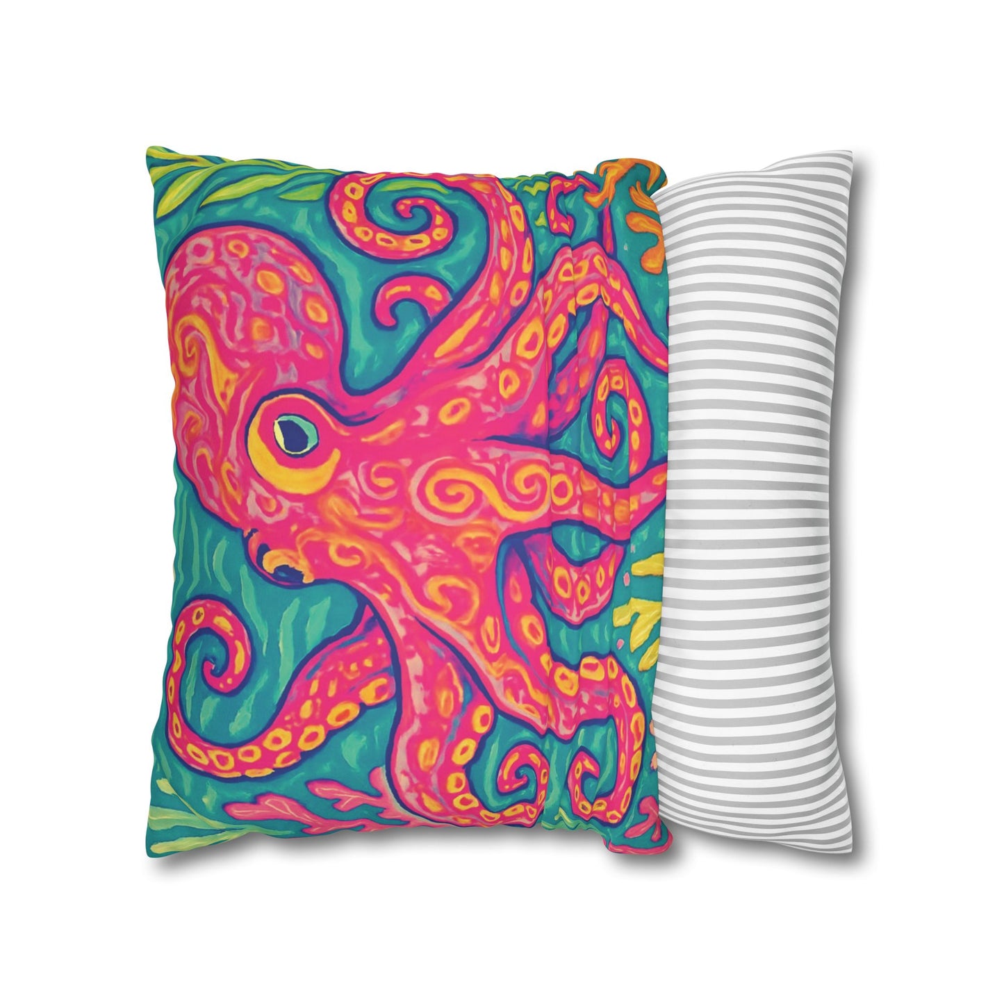 Faux Suede Square Pillowcase - Red Kraken Joe