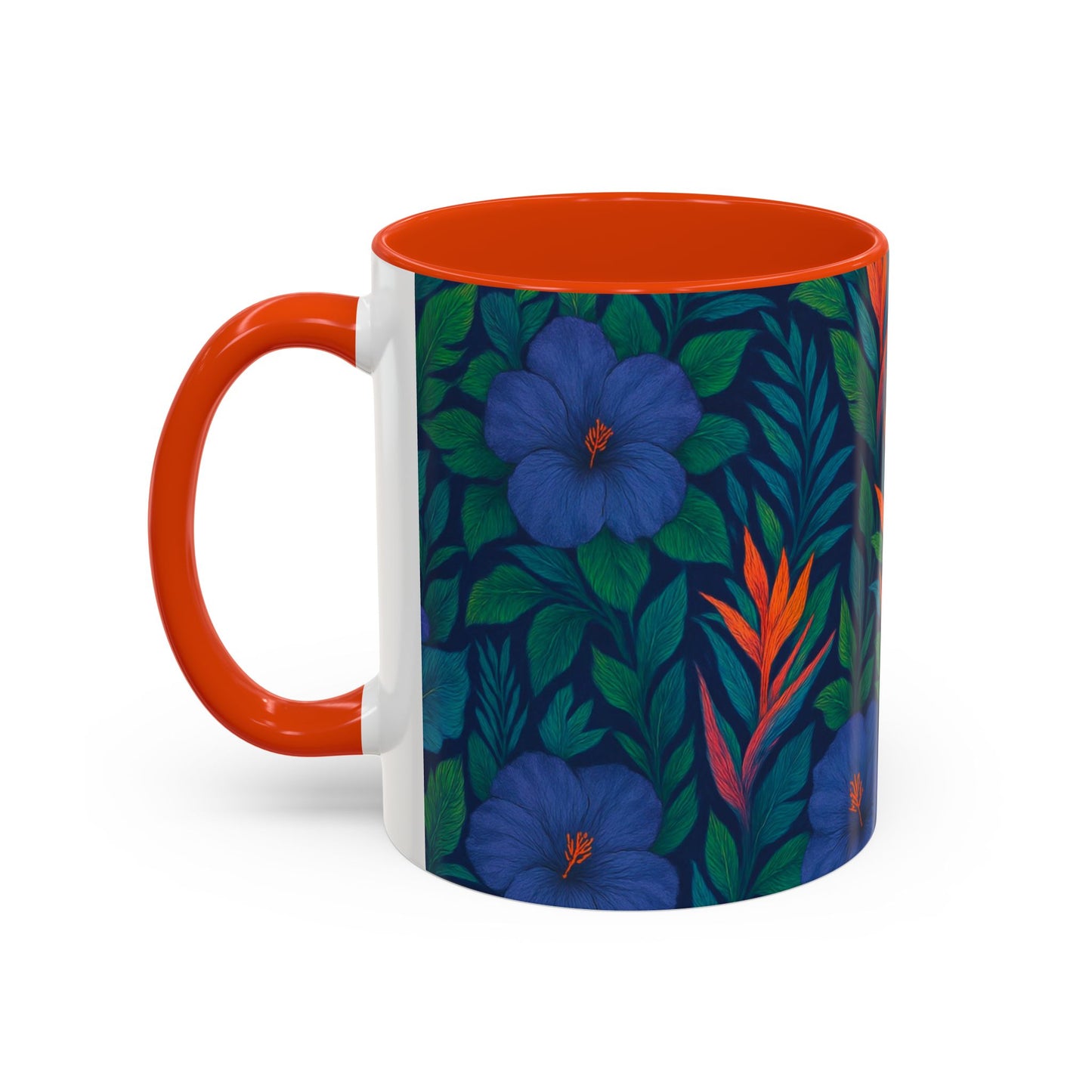 Vibrant Floral Coffee Mug - 11oz & 15oz / Midnight Flower Coral