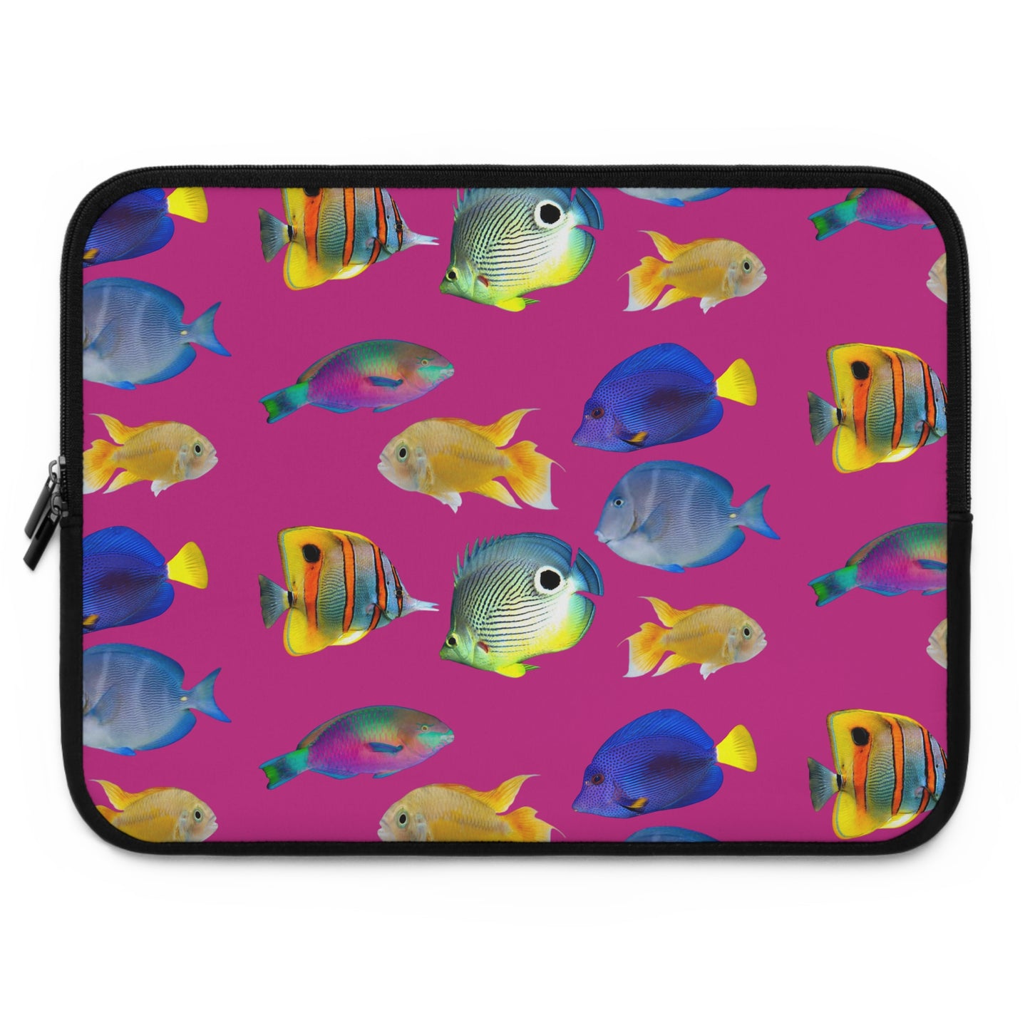 Tropical Laptop Sleeve, 5 Sizes - Perfect for Beach Lovers & Students / School of Fish, Pink