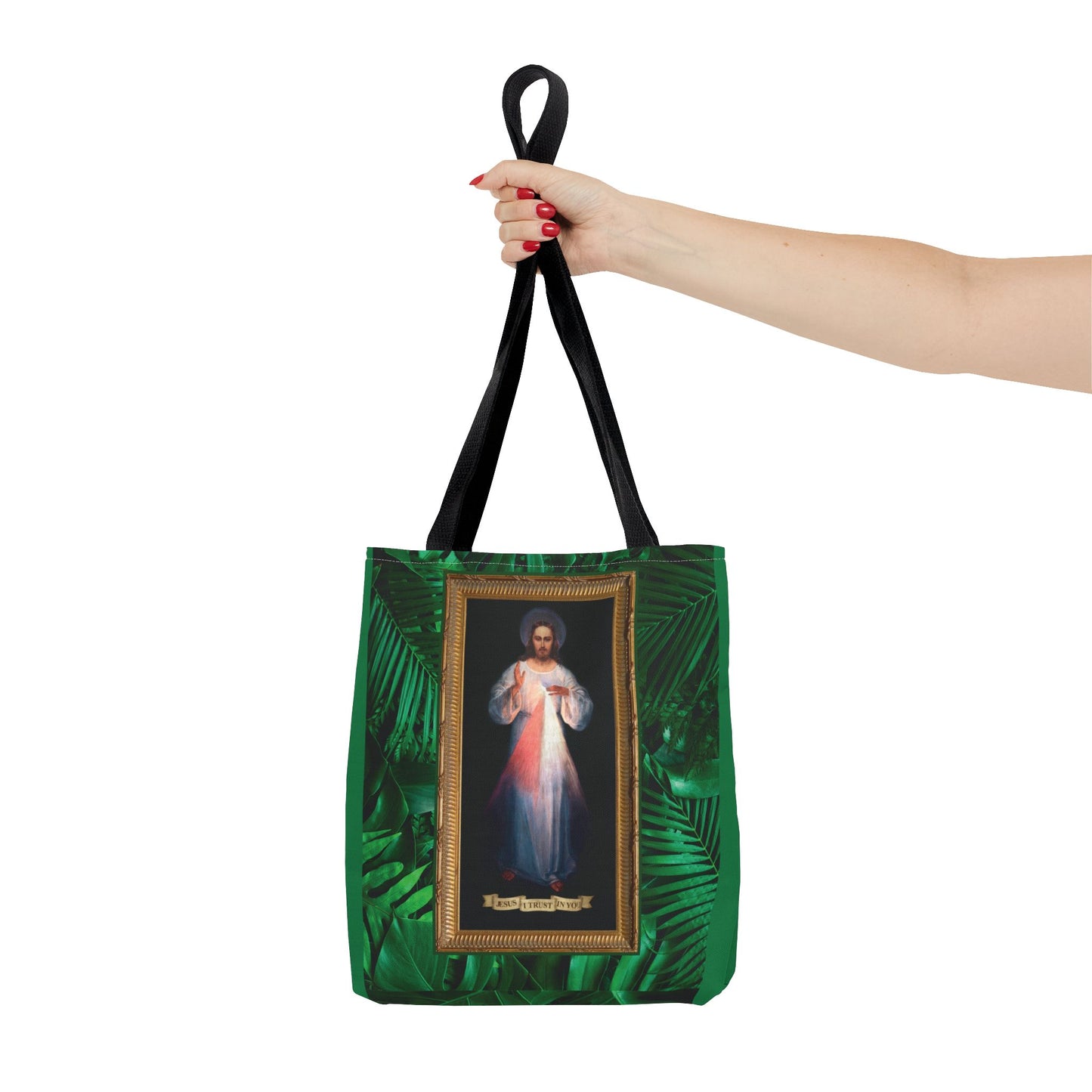 Religious Divine Mercy Tropical Tote Bag - 3 Sizes