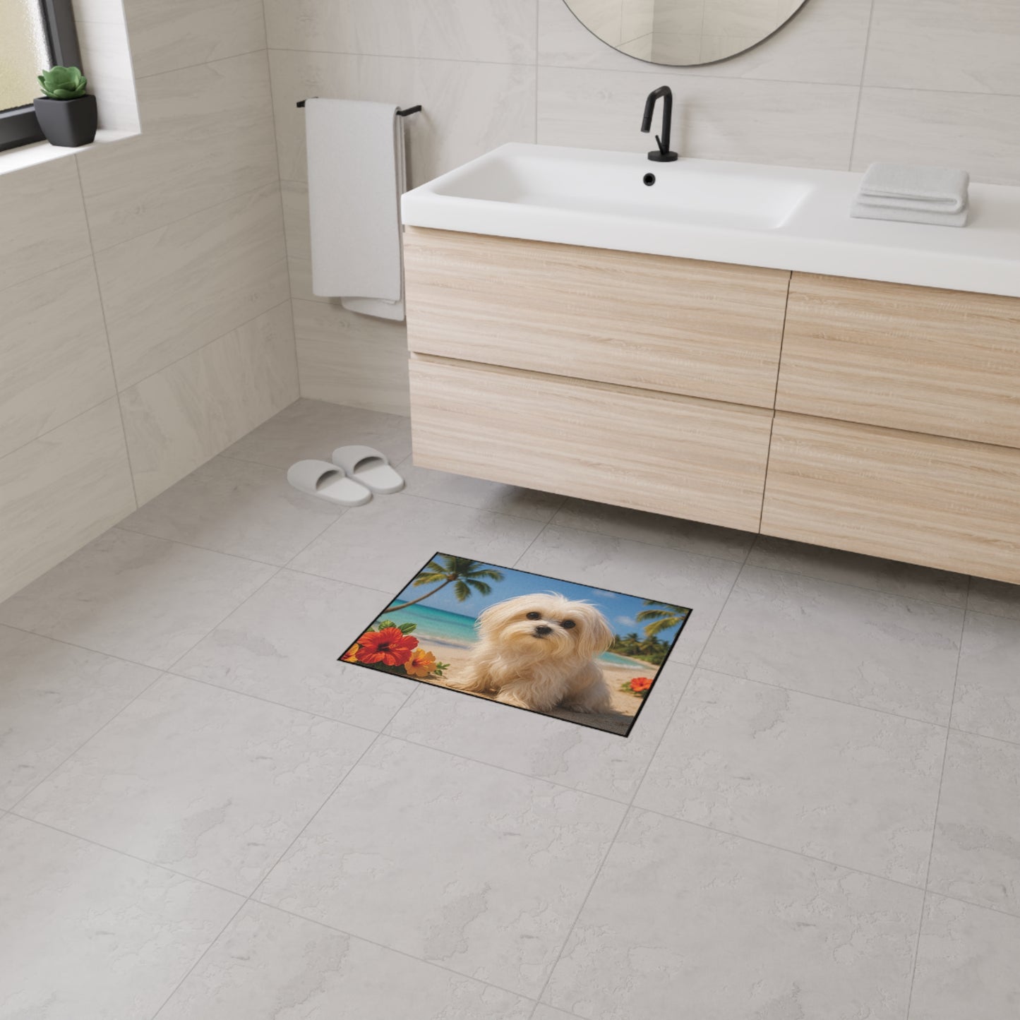 Heavy Duty Floor Mat, 5 Sizes – Tropical Area Rug for Home Décor / Puppy Ariel