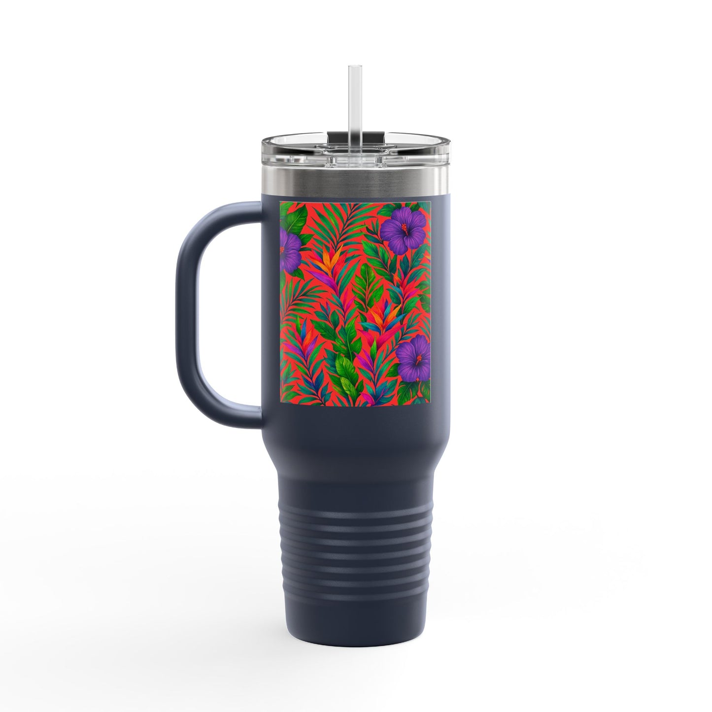 Midnight Flower Coral Insulated Travel Mug - 40oz - Perfect for Outdoor Adventures