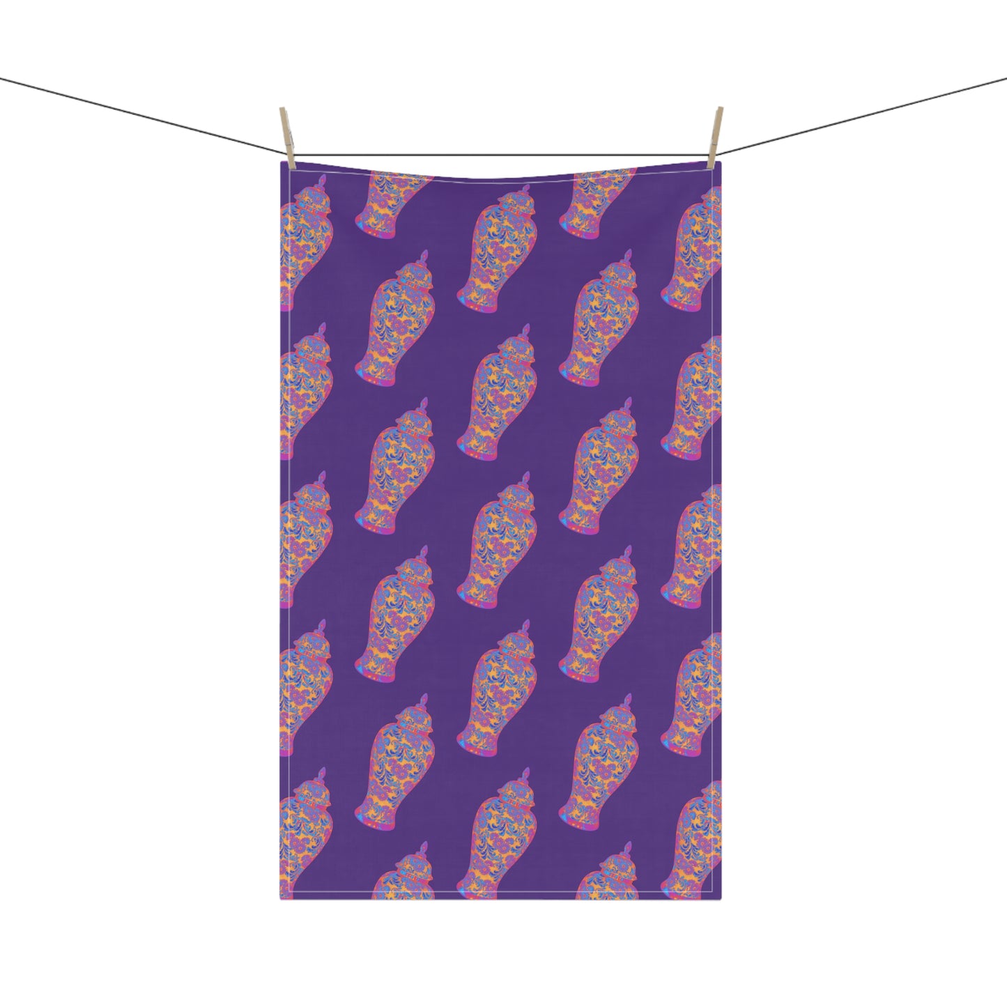 Tea Towels (cotton, poly), Heatwave Ginger Jar repeat purple