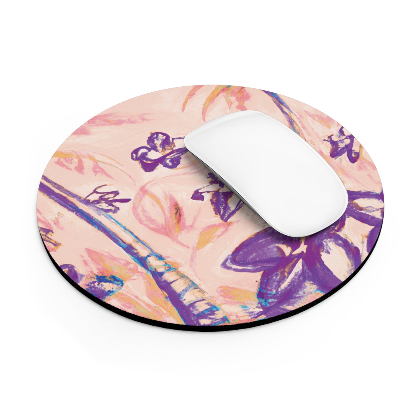 Rainforest Mouse Pad, 2 Shapes - Beach Vibes for Home Office & Gamer / Tropical Doodles, Peach