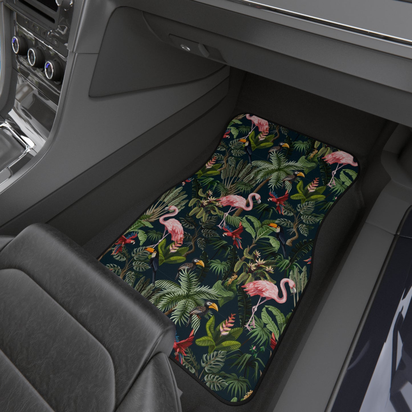 Tropical Flamingo Front Car Mats - Floral Floor Protectors: SET of 2