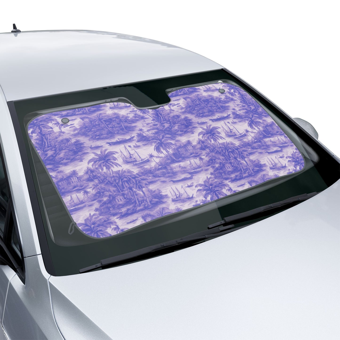 Tropical Car Sun Shades / Tropical Toile #1, Purple