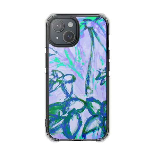 Tropical Doodles/Lilac Magnetic Clear Phone Case, Many Models