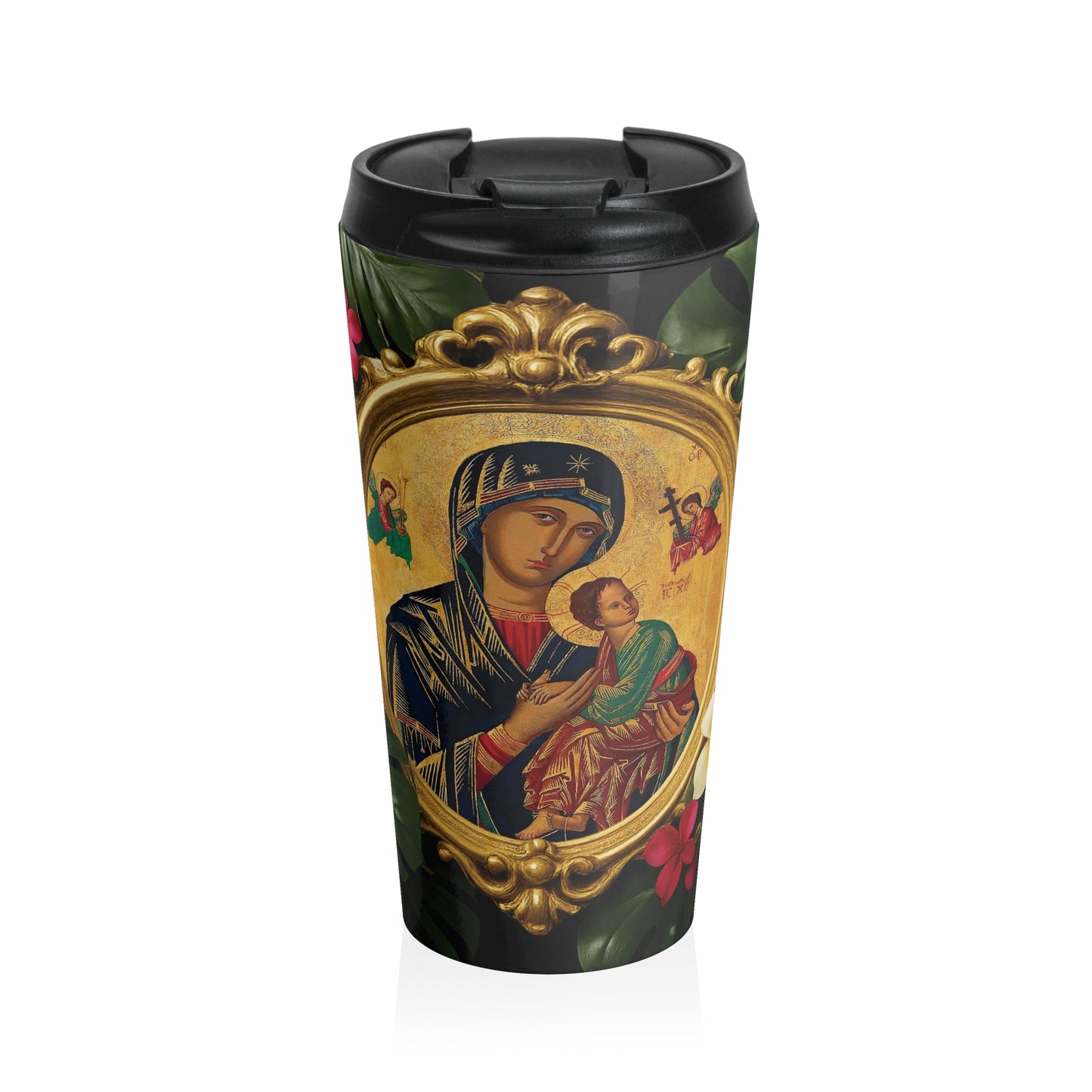 15 oz. Stainless Steel Travel Mug / Religious, Our Lady of Perpetual Help