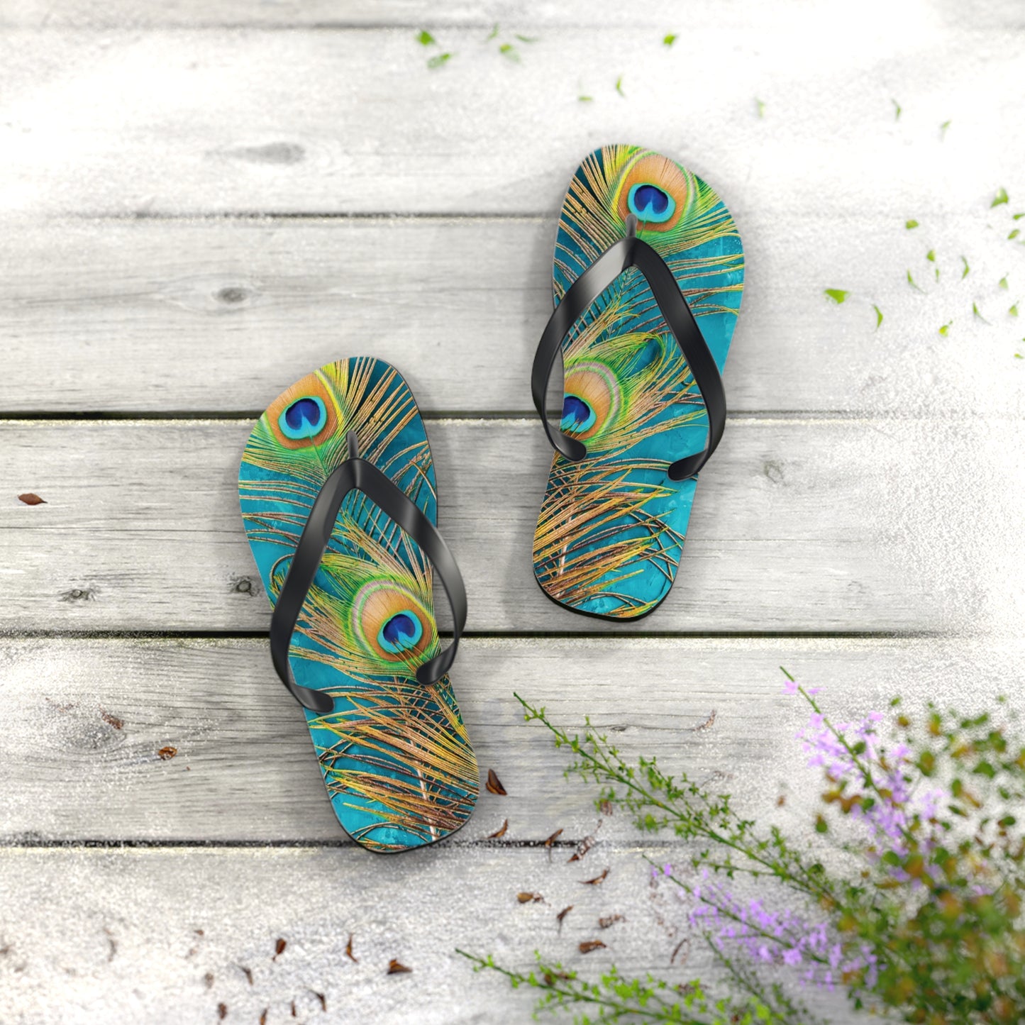 Flip Flops - Peacock Turquoise Glow