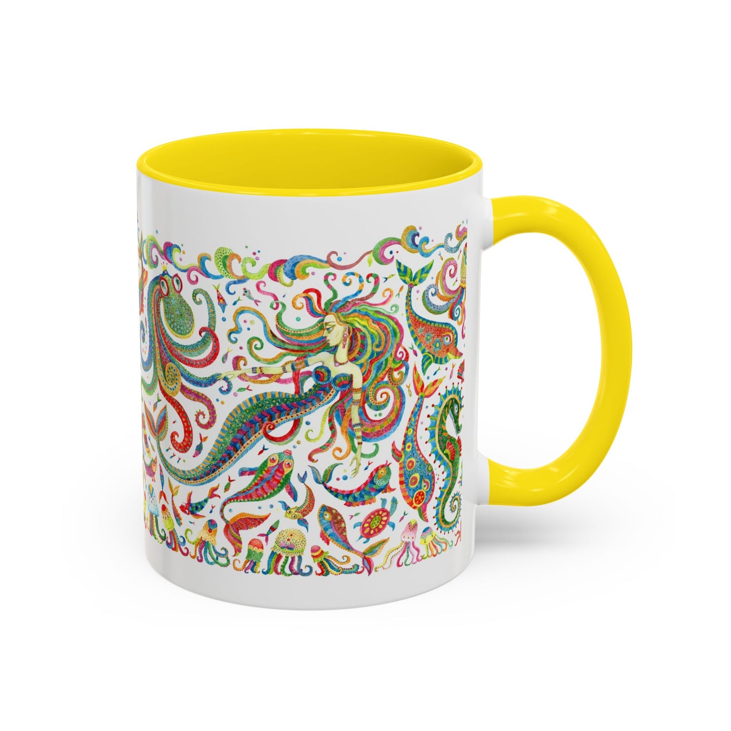 Accent Coffee Mug | Tropical-Inspired Drinkware / Colorful Mermaid Kingdom