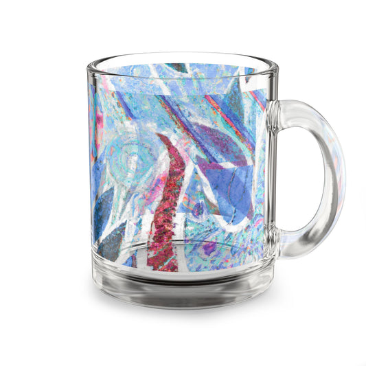 Tropical Glass Mug - 10oz Coffee Cup / Amazon Whimsy, Blue