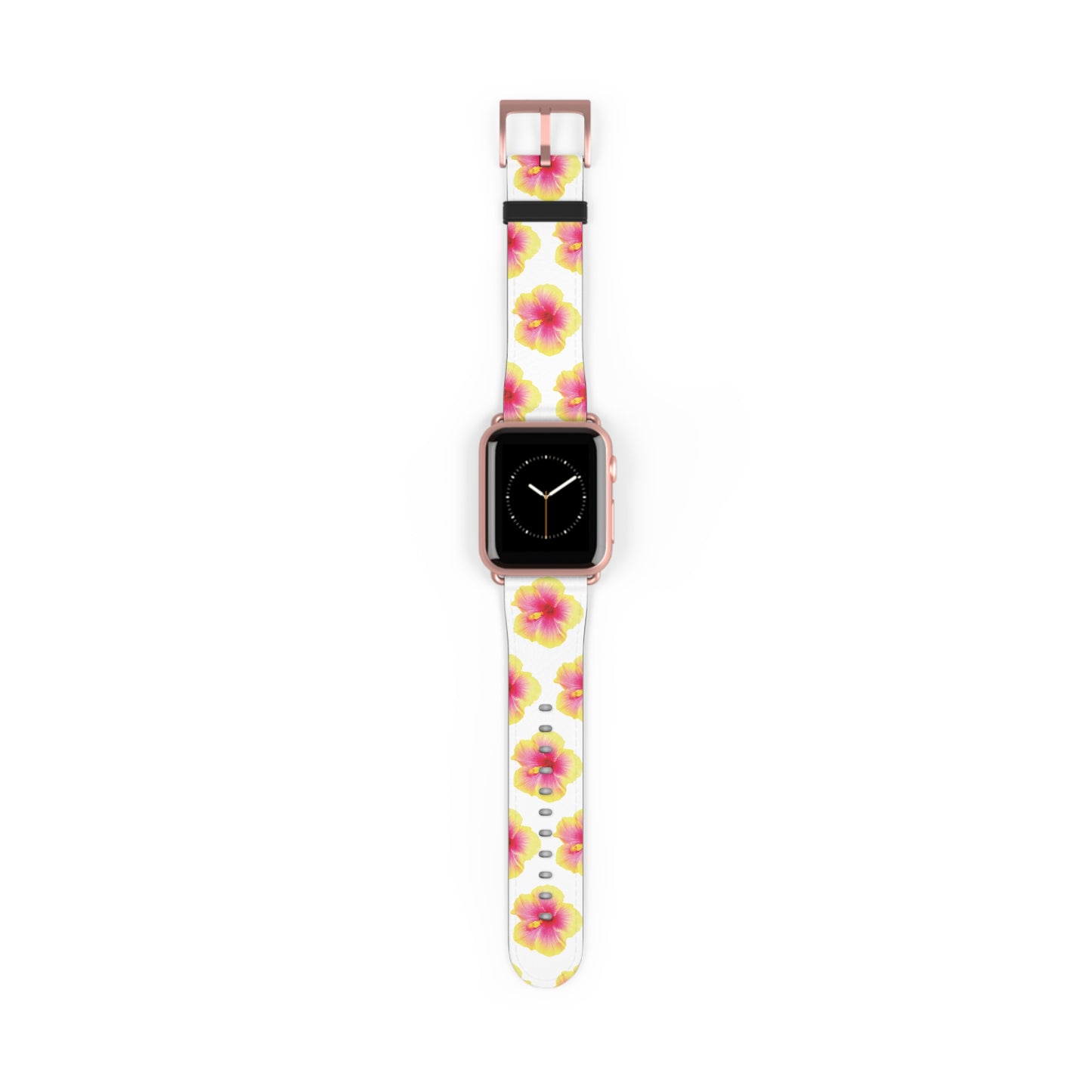 Apple Watch Band - REAL Yellow/Orange Hibiscus Flower, White