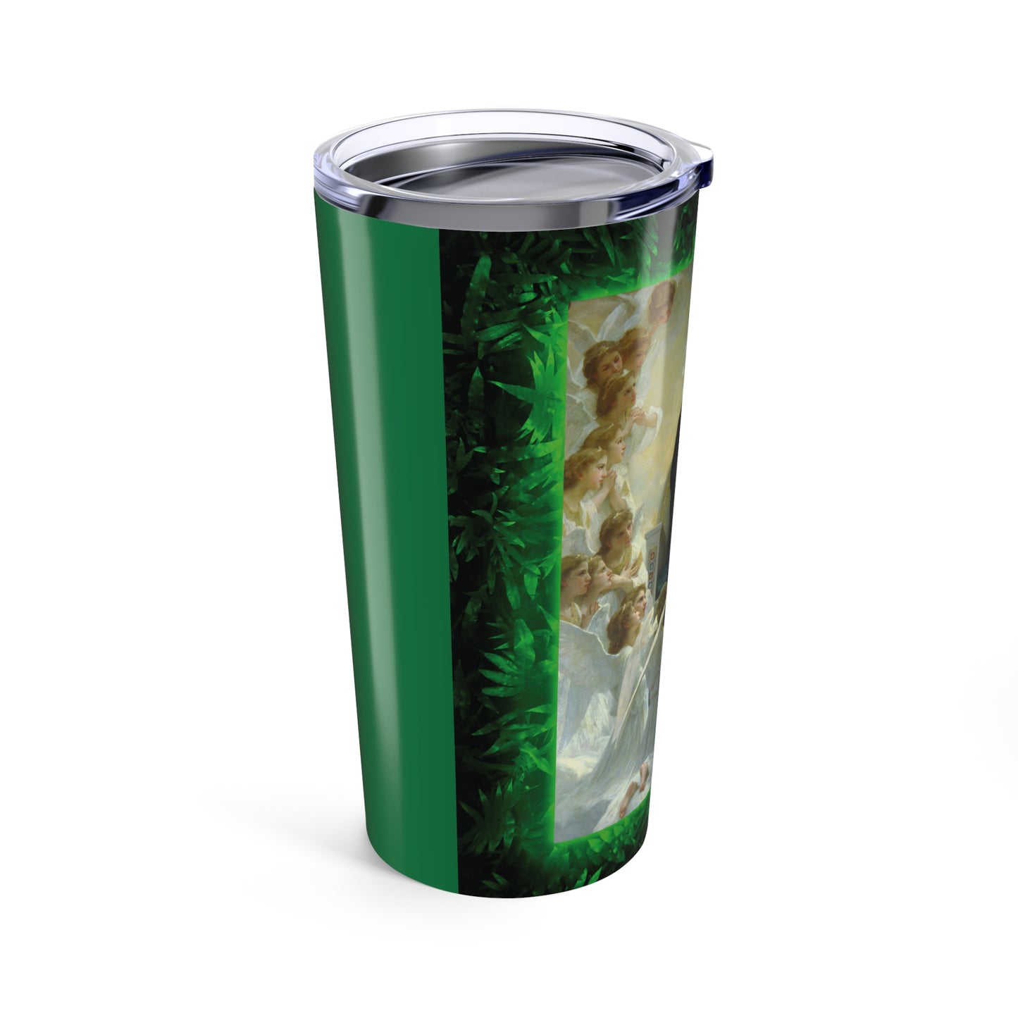 20oz Glossy Tumbler, Stainless Steel / Tropical Glow, Queen of the Angels/Dark Green
