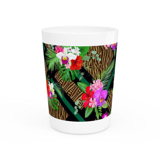 Ceramic Shot Glass - Tiki Orchids