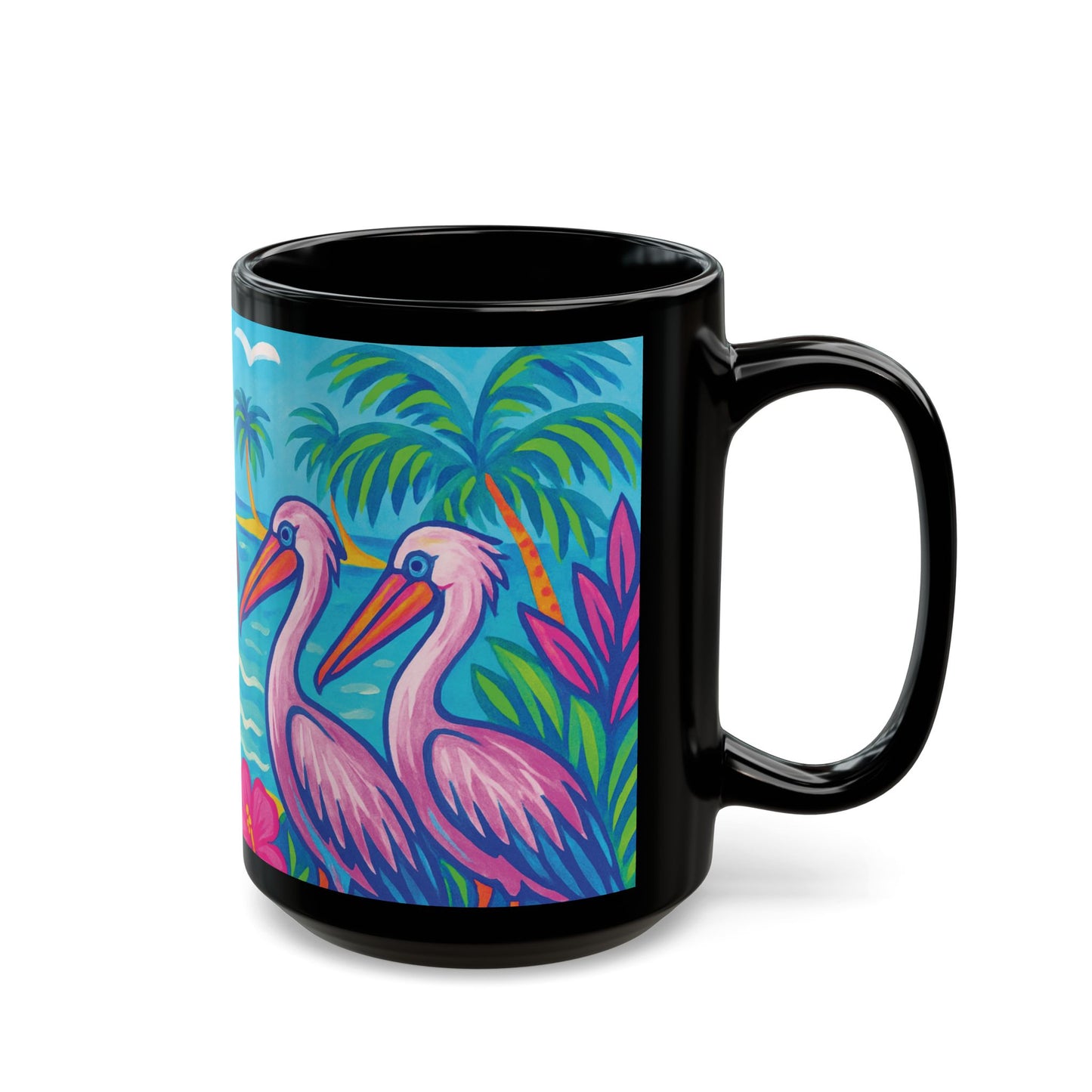 Black Coffee Mug - Beach Pelican Party