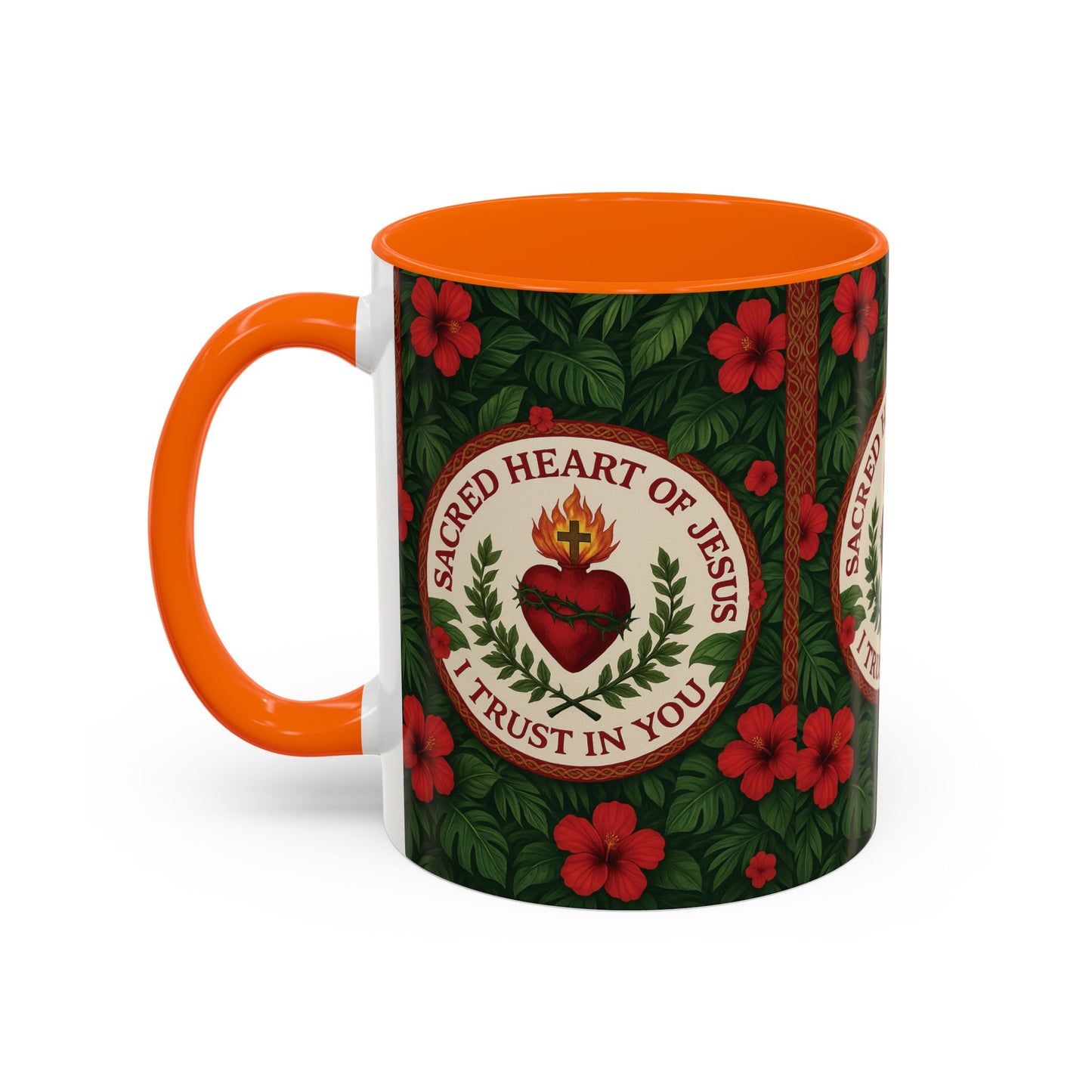 Religious Accent Color Coffee Mug (11, 15oz) / Sacred Heart of Jesus Prayer, Various Colors