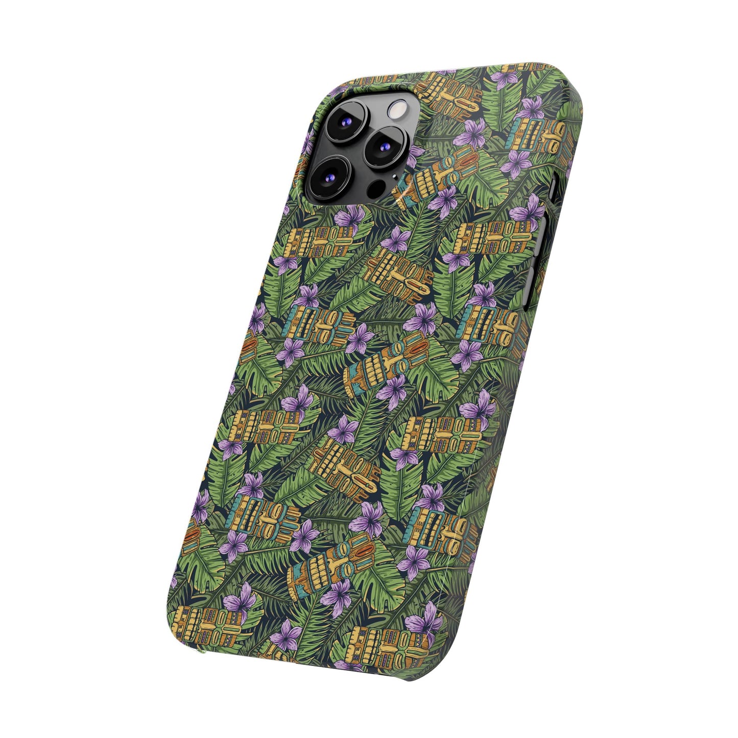 Slim Phone Cases - Tiki Purple Greenery