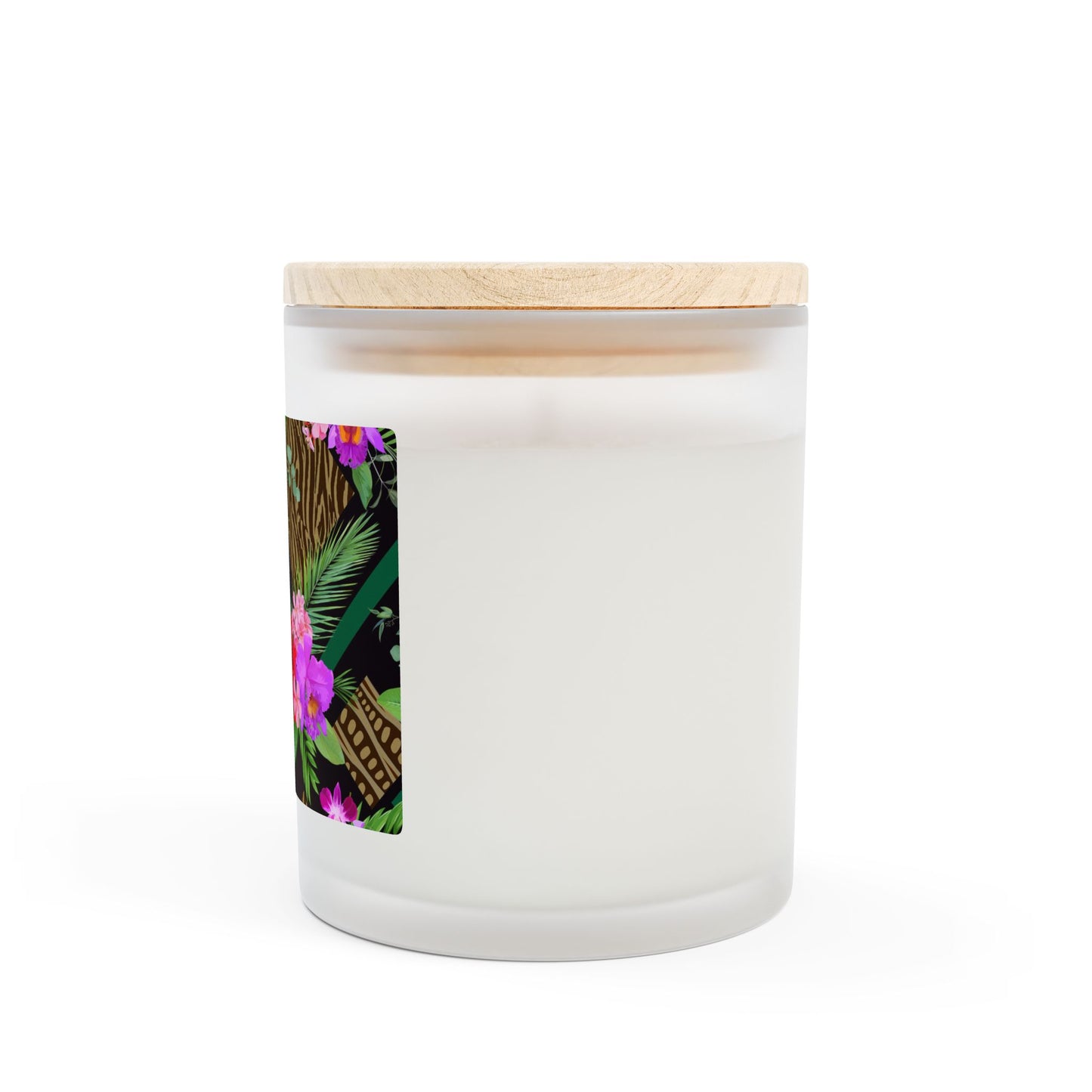 Frosted Glass Candle, 11oz, Tiki Orchds