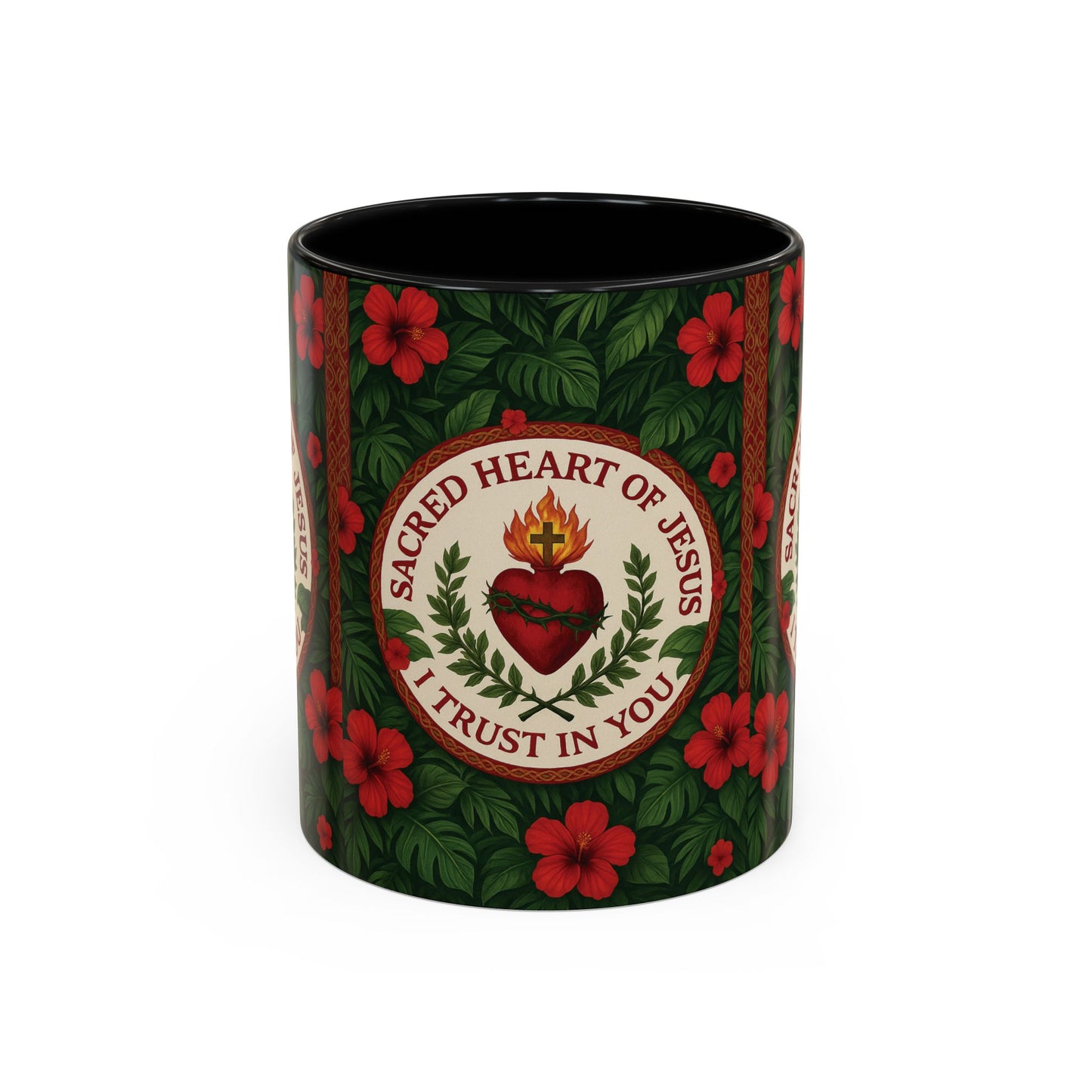 Religious Accent Color Coffee Mug (11, 15oz) / Sacred Heart of Jesus Prayer, Various Colors