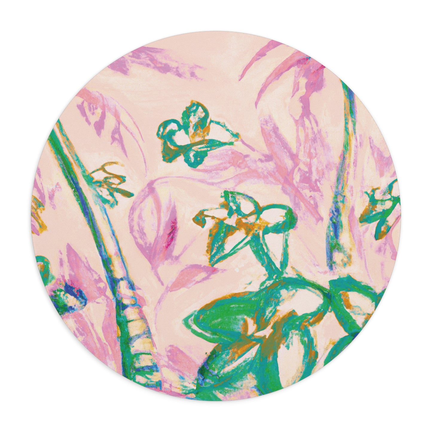 Rainforest Mouse Pad, 2 Shapes - Beach Vibes for Home Office & Gamer / Tropical Doodles, Pink