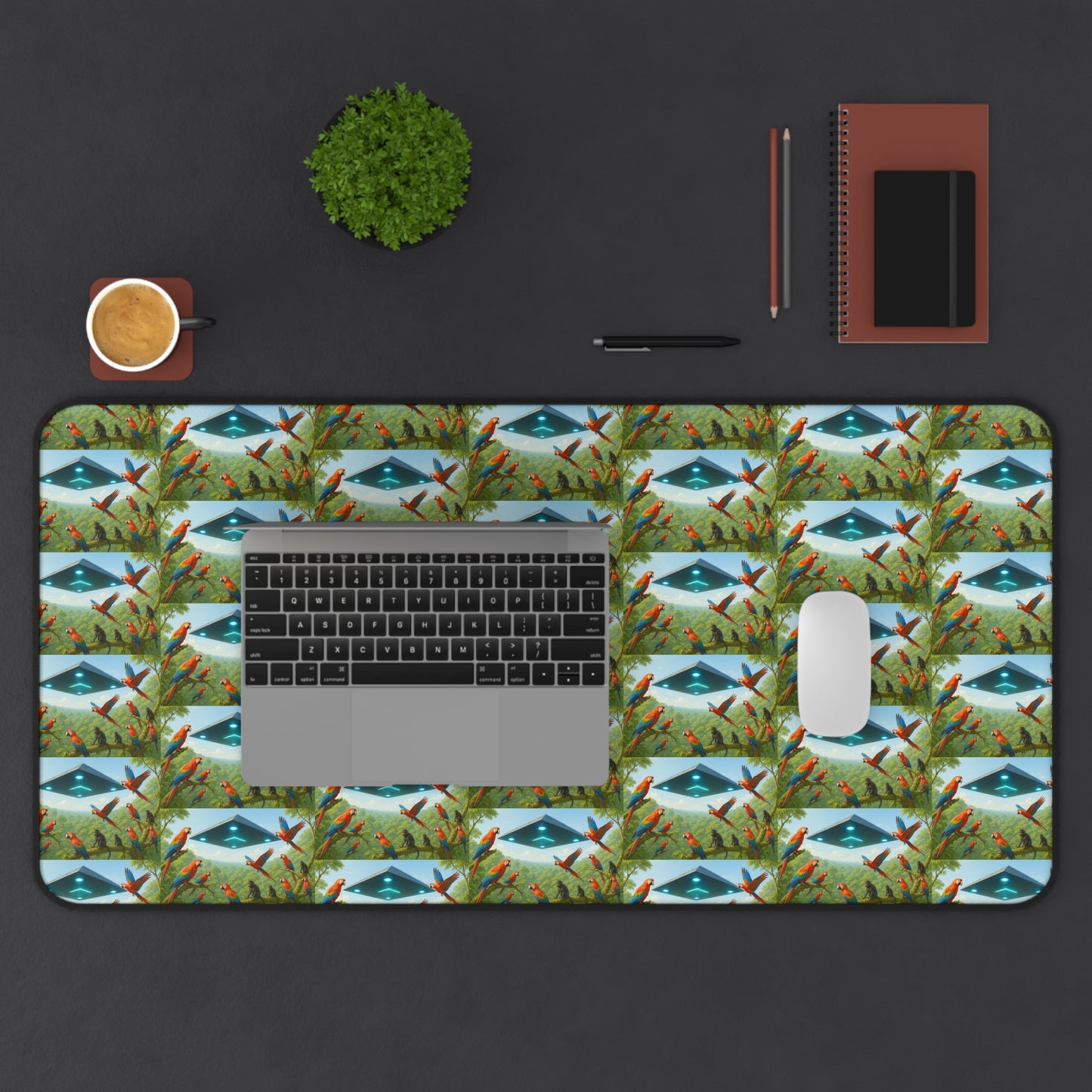 Tropical Mouse Pad/Desk Mat, 3 Sizes - Perfect for Home Office / Macaws and UFO