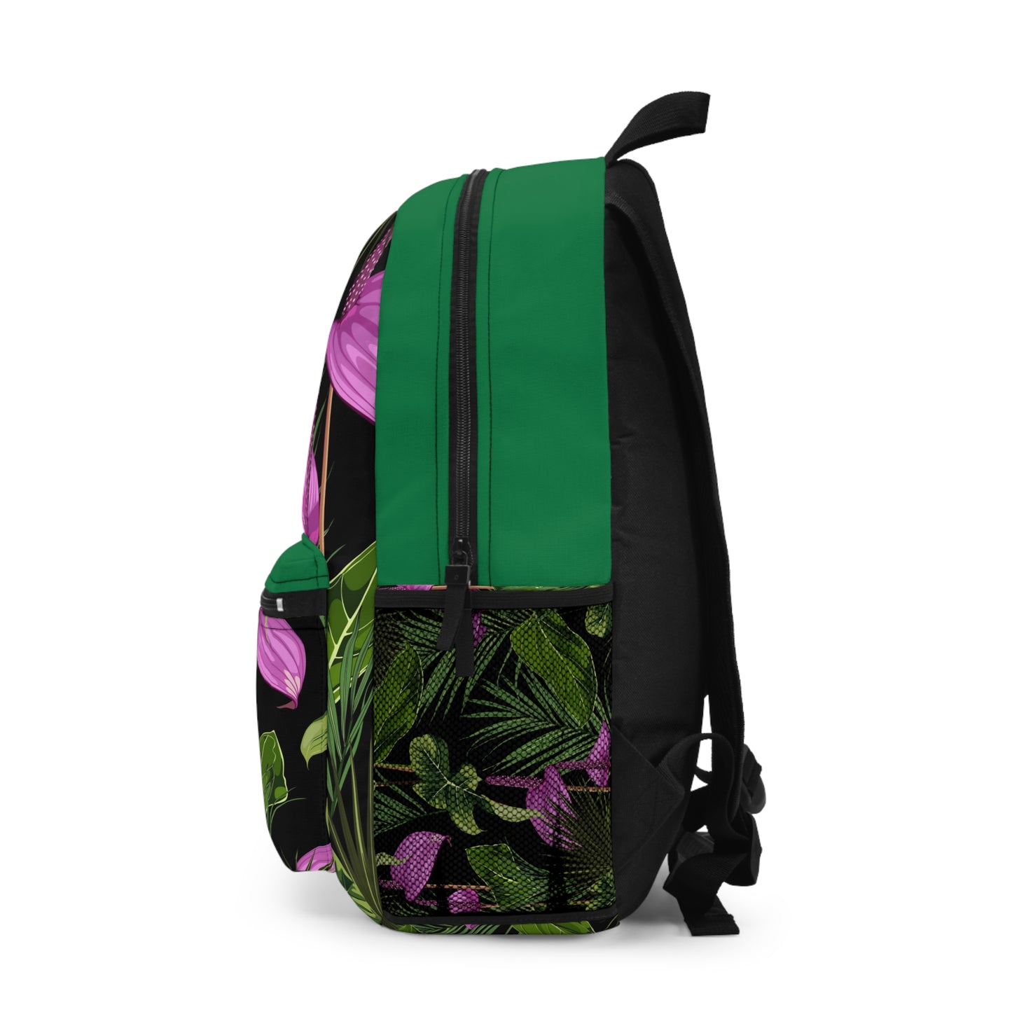 Anthurium and Palm / Tropical Floral Backpack - Vibrant Green Design for Nature Lovers