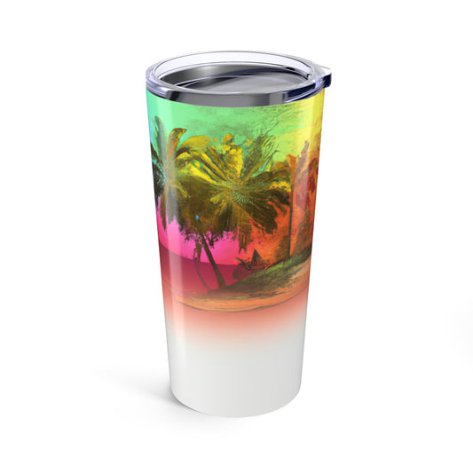 20oz Tropical Glossy Tumbler, Stainless Steel / Ombre Beach